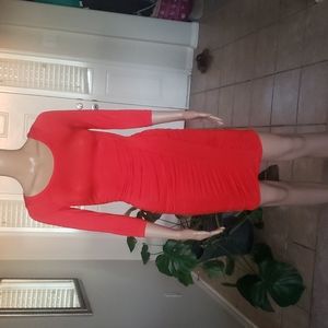 H&M xs body hugging quarter sleeve rouched dress side bands